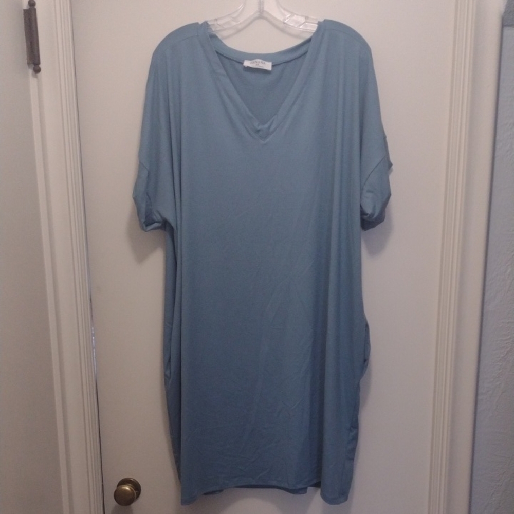 Zenana Blue V-Neck Tunic (J622)